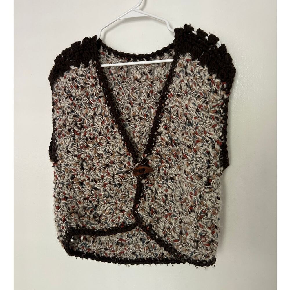 Vintage Crochet Button-Front Vest